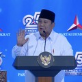 Presiden Prabowo Subianto saat menyampaikan sambutan dalam Perayaan HUT ke-25 Partai Demokrat di Indonesia Arena, Jakarta, Rabu (9/9/2026). (Tangkapan Layar Youtube/Partai Demokrat)