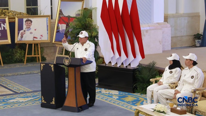 Presiden RI, Prabowo Subianto di acara pelepasan kontingen Indonesia menuju Asian Games ke-20 Aichi Nagoya di Istana Kepresidenan, Jakarta, Rabu (9/9/2026).