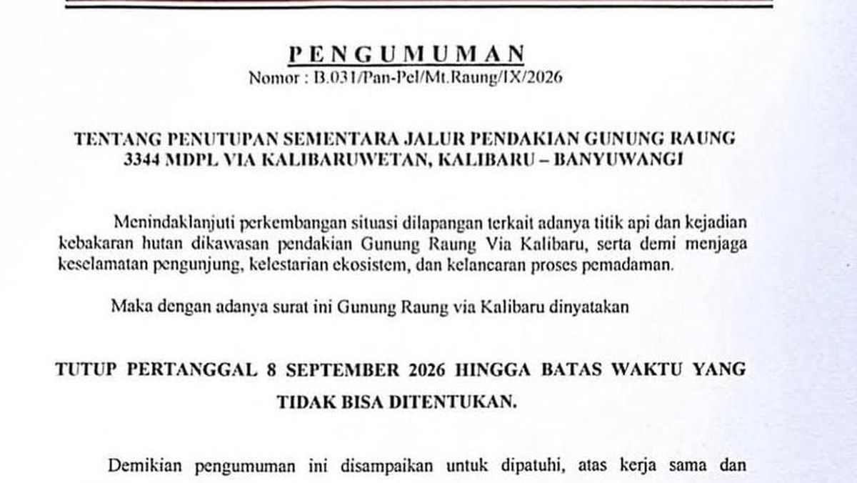 Titik Api Muncul di Jalur Pendakian, Gunung Raung via Kalibaru Ditutup