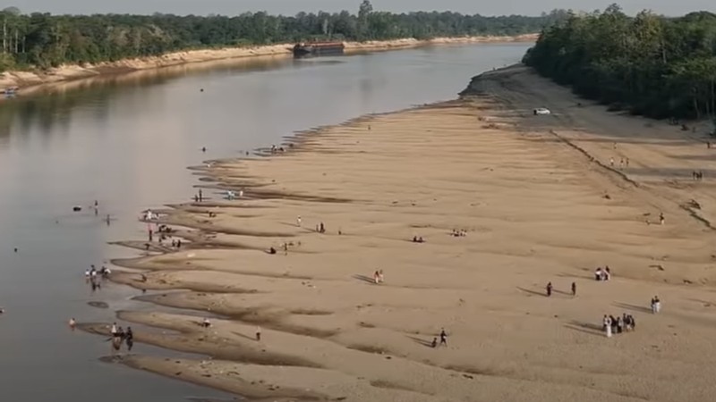 Kondisi Sungai Mahakam saat alami kekeringan. (Instagram/Kaltim Today)