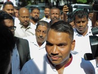 Sri Lanka's Member of Parliament Namal Rajapaksa arrives at the Commission to Investigate Allegations of Bribery or Corruption (CIABOC) in Colombo, Sri Lanka, September 4, 2026. REUTERS/Lahiru Harshana