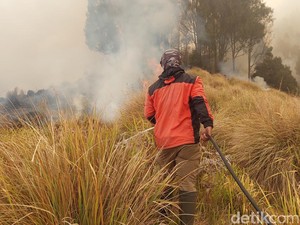 Sederet Kendala Pemadaman Karhutla Bromo: Kabut Halangi Water Bombing