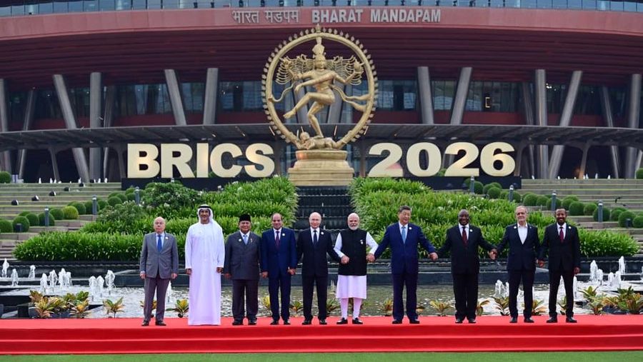 Presiden Republik Indonesia, Prabowo Subianto, menghadiri Konferensi Tingkat Tinggi (KTT) BRICS 2026 yang digelar di Bharat Mandapam, New Delhi, Republik India, pada Sabtu, 12 September 2026. (Dok. Muchlis Jr - Biro Pers, Media, dan Informasi Sekreta