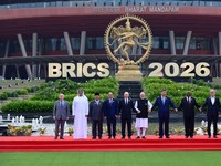Presiden Republik Indonesia, Prabowo Subianto, menghadiri Konferensi Tingkat Tinggi (KTT) BRICS 2026 yang digelar di Bharat Mandapam, New Delhi, Republik India, pada Sabtu, 12 September 2026. (Dok. Muchlis Jr - Biro Pers, Media, dan Informasi Sekreta