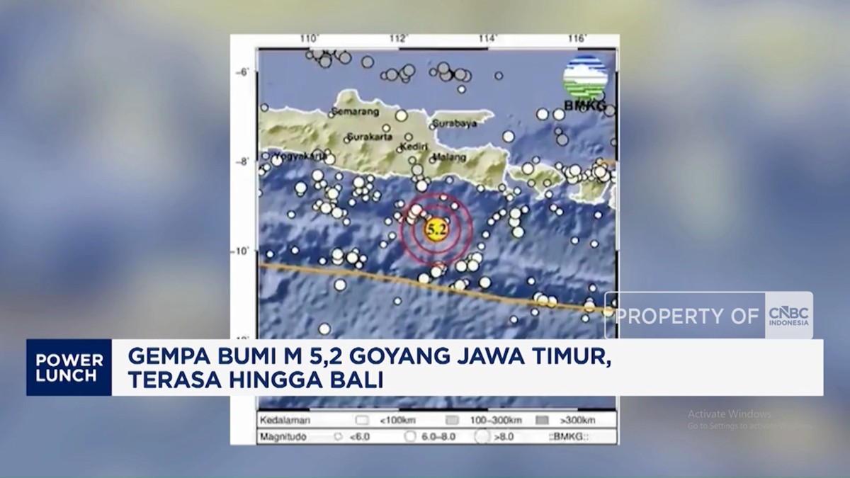 Gempa Bumi M 5,2 Goyang Jawa Timur