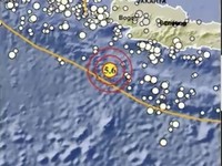 Gempa bumi mengguncang Bayah, Banten dengan kekuatan 5,6 Magnitudo dengan kedalaman 10 Km pada Senin (14/9/2026). (X/infoBMKG)
