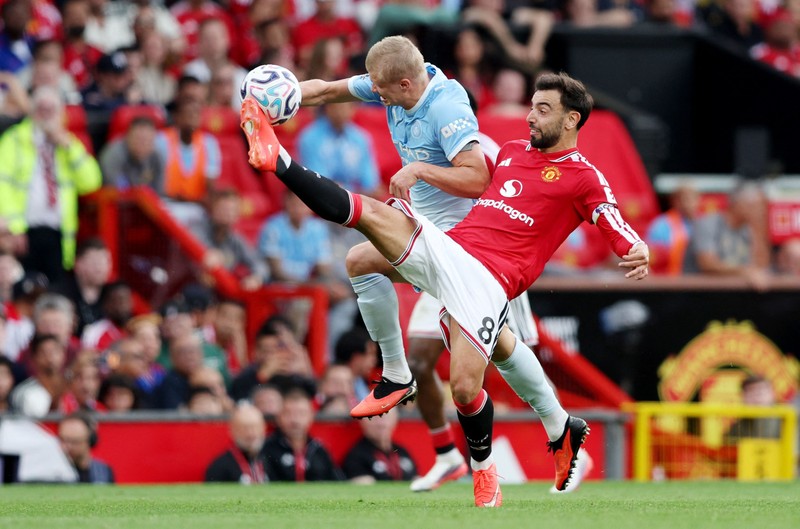Laga Manchester United vs Manchester CIty di Stadion Old Trafford, Manchester, Inggris, Minggu (13/9/2026) malam WIB. (REUTERS/Scott Heppell)