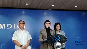 Menteri Komunikasi dan Digital, Meutya Hafid dalam konferensi pers, Senin (14/9/2026). (CNBC Indonesia/Novina Putri Bestari)