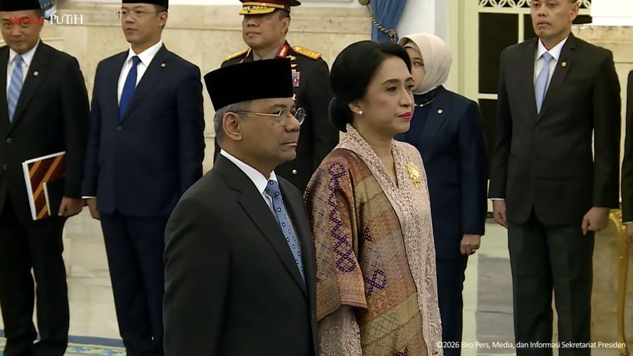 Suahasil Nazara dilantik sebagai Menteri Keuangam Masa Jabatan Periode Tahun 2024-2029, di Istana Negara, Jakarta, Senin (14/9/2026). (Tangkapan Layar Youtube/Sekretariat Presiden)