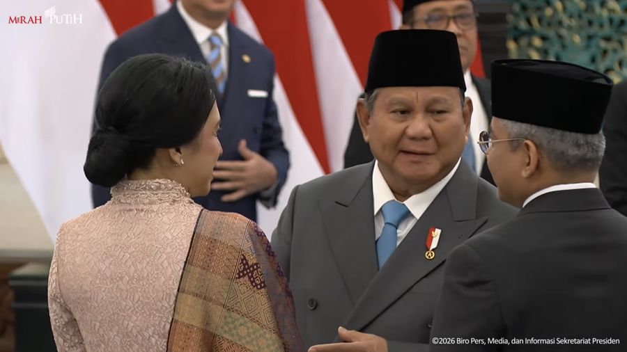 Suahasil Nazara dilantik sebagai Menteri Keuangam Masa Jabatan Periode Tahun 2024-2029, di Istana Negara, Jakarta, Senin (14/9/2026). (Tangkapan Layar Youtube/Sekretariat Presiden)