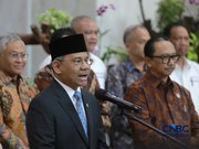 Suahasil Nazara memberikan keterangan pers kepada media di Gedung Djuanda Kementerian Keuangan, Jakarta, Senin, (14/9/2026). (CNBC Indonesia/Muhammad Sabki)