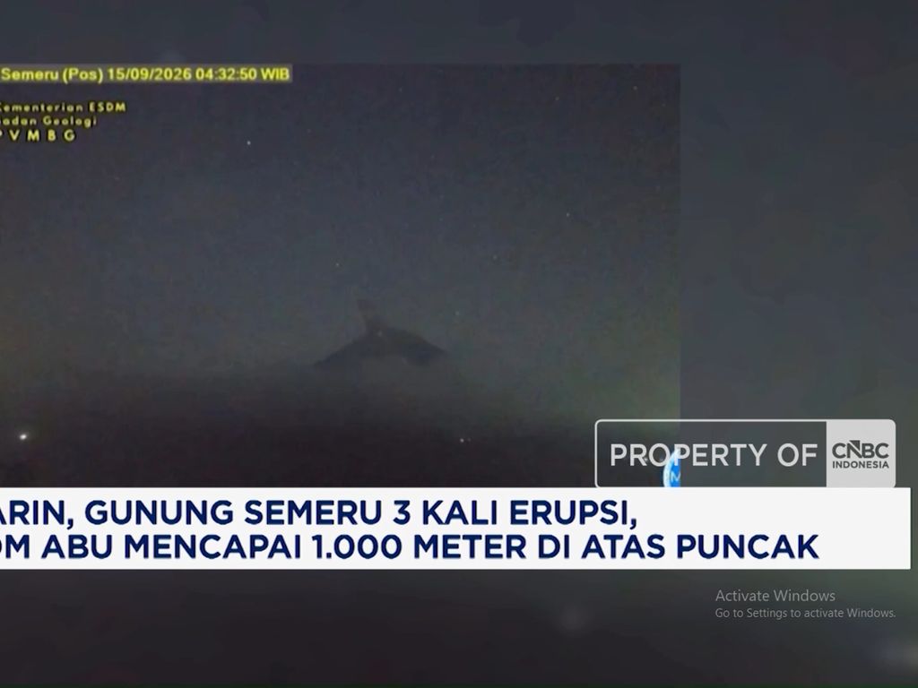 Kemarin, Gunung Semeru 3 Kali Erupsi, Kolom Abu Mencapai 1.000 Meter di Atas Puncak