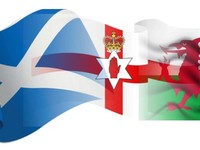 Kolase bendera Scotland, Wales, Northern Ireland. (Istimewa)