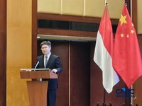 Kuasa Usaha (Charg dAffaires ad interim) Kedutaan Besar China di Indonesia, Zhou Kan, dalam peluncuran Indonesia Friends of Silk Road Club (IFSRC) oleh Sino-Nusantara Institute di Jakarta Pusat, Selasa (15/9/2026). (CNBC Indonesia/Thea Fathanah Arbar
