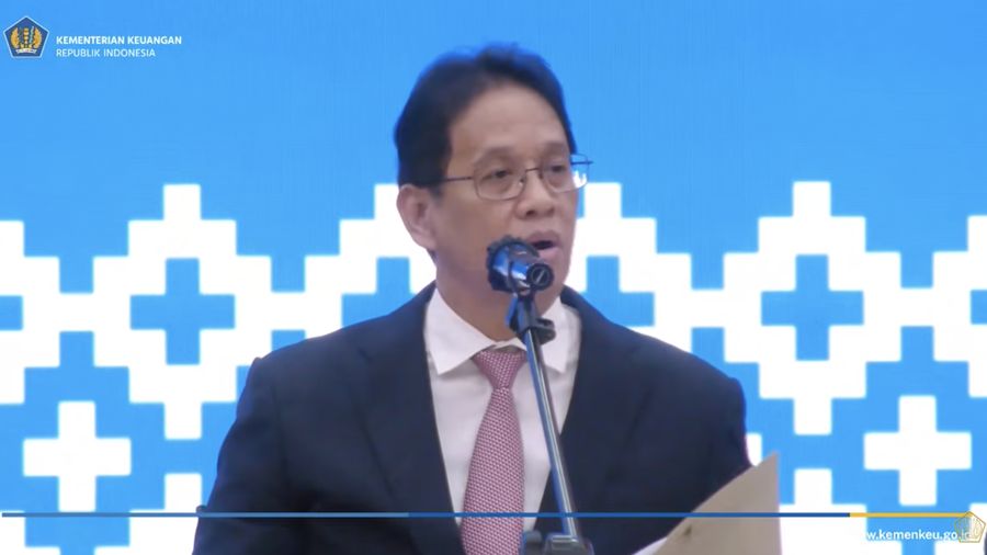 Mantan Menteri Keuangan Purbaya Yudhi Sadewa dalam acara Serah Terima Jabatan Menteri Keuangan di Aula Mezanin Gd Juanda 1, Kementerian Kuangan, Jakarta, Selasa (15/9/2026). (Tangkapan layar Youtube Kemenkeu RI)
