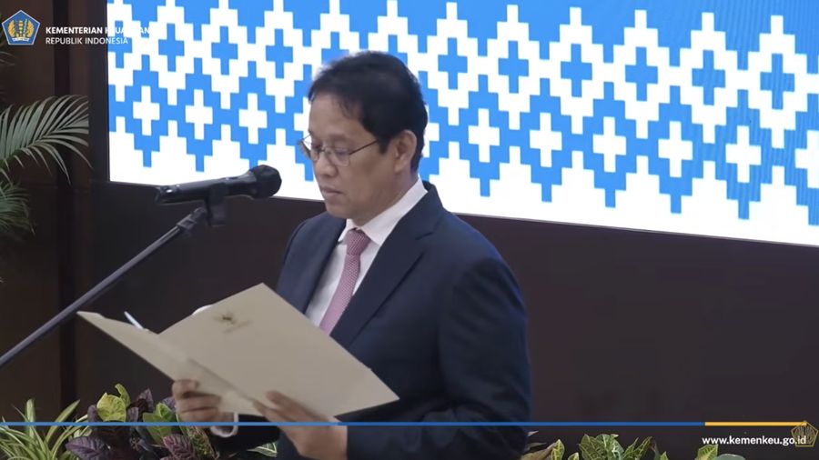 Mantan Menteri Keuangan Purbaya Yudhi Sadewa dalam acara Serah Terima Jabatan Menteri Keuangan di Aula Mezanin Gd Juanda 1, Kementerian Kuangan, Jakarta, Selasa (15/9/2026). (Tangkapan layar Youtube Kemenkeu RI)