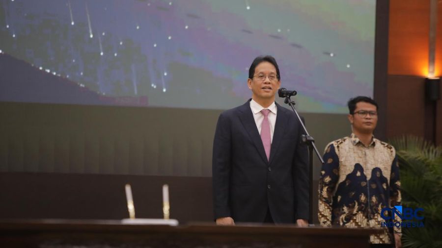 Mantan Menteri Keuangan Purbaya Yudhi Sadewa saat acara Serah Terima Jabatan Menteri Keuangan di Gedung Juanda II, Kementerian Kuangan, Jakarta, Selasa (15/9/2026). (CNBC Indonesia/Faisal Rahman)