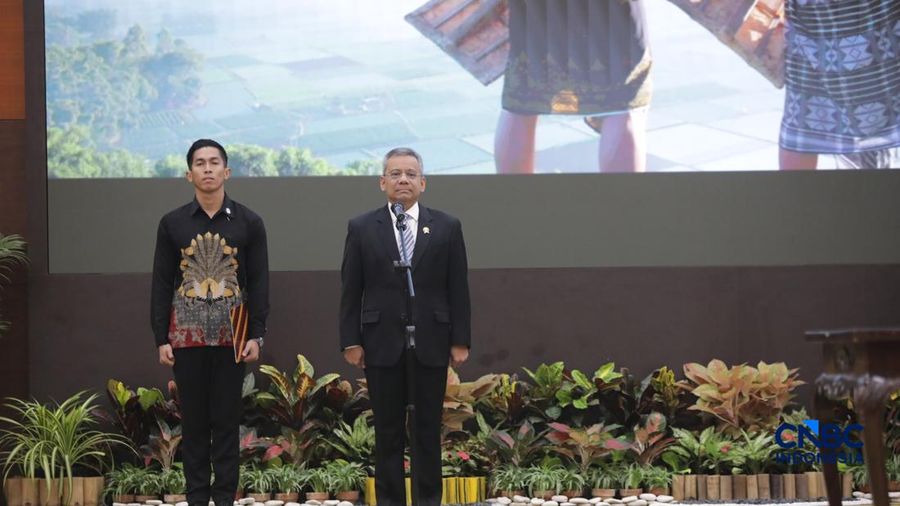 Serah Terima Jabatan Menteri Keuangan Suahasil Nazara di Gedung Djuanda II, Kantor Pusat Kementerian Keuangan, Jakarta, Selasa (15/9/2026). (CNBC Indonesia/Faisal Rahman)