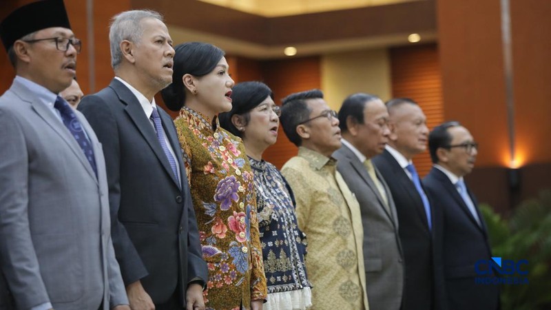 Tamu VIP yang turut hadir dalam acara Serah Terima Jabatan Menteri Keuangan di Gedung Juanda II, Kementerian Kuangan, Jakarta, Selasa (15/9/2026). (CNBC Indonesia/Faisal Rahman)