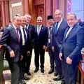 (Dari kiri ke kanan) Menlu China Wang Yi, Menlu India Subrahmanyam Jaishankar, Menlu Kazakhstan Mukhtar Tleuberdi, Menlu Mesir Badr Abdelatty, Menlu Indonesia Sugiono, Menlu Rusia Sergey Lavrov, Menlu Iran Abbas Araghchi di sela-sela KTT BRICS ke-18