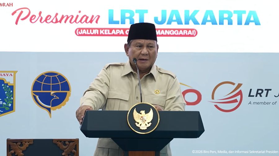 Presiden Prabowo Resmikan LRT Jakarta Jalur Kelapa Gading-Manggarai, 16 September 2026. (Tangkapan layar youtube Setpres RI)