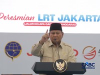 Presiden Prabowo Subianto meresmikan LRT Jakarta Jalur Kelapa Gading-Manggarai yang berlangsung di Stasiun Manggarai, Jakarta, Rabu (16/9/2026). (CNBC Indonesia/Muhammad Sabki)