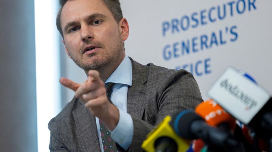 FILE PHOTO: Prosecutor General of Ukraine Ruslan Kravchenko attends a press conference, amid Russia's attack on Ukraine, in Kyiv, Ukraine July 23, 2025. REUTERS/Thomas Peter/File Photo