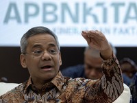 Menteri Keuangan Indonesia Suahasil Nazara menyampaikan pemaparan APBN KiTA di Kementerian Keuangan di Jakarta, 18 September 2026. REUTERS/Willy Kurniawan