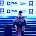 Presiden Prabowo Subianto saat menyampaikan sambutan dalam perayaan puncak Hari Ulang Tahun ke 28 Partai Amanat Nasional, di Jakarta International Convention Center (JICC), Senayan, Jakarta, Jumat (18/9/2026). (Tangkapan Layar Youtube/PAN TV)