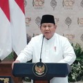Presiden Prabowo Subianto menyampaikan sambutan saat menghadiri Syukuran 100 Tahun Pondok Modern Darussalam Gontor, Sabtu (19/9/2026). (YouTube/Sekretariat Presiden)