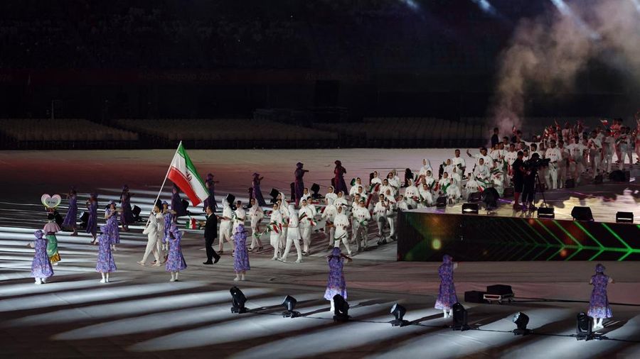 Upacara pembukaan Asian Games Aichi-Nagoya 2026 di Stadion Paloma Mizuho, ​​Nagoya, Jepang, Sabtu (19/9/2026). (REUTERS/Anushree Fadnavis)