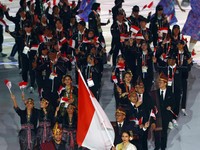 Upacara pembukaan Asian Games Aichi-Nagoya 2026 di Stadion Paloma Mizuho, Nagoya, Jepang, Sabtu (19/9/2026). (REUTERS/Issei Kato)