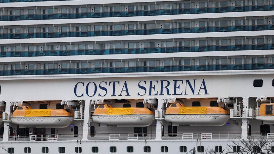 Kapal pesiar Italia Costa Serena, yang akan berfungsi sebagai perkampungan atlet sementara terapung selama Asian Games Aichi-Nagoya 2026, berada di Pelabuhan Nagoya. (REUTERS/Edgar Su)
