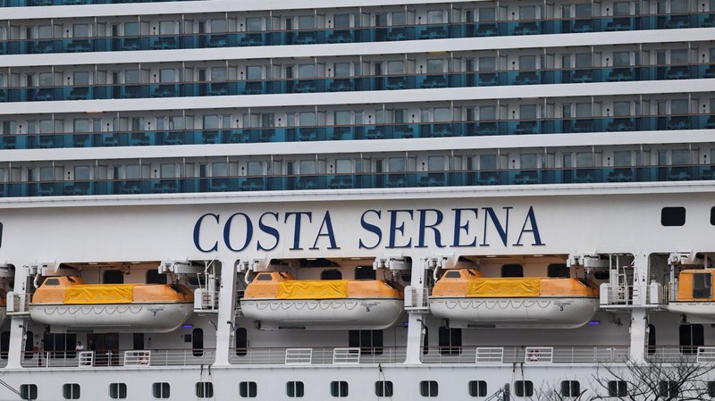 Kapal pesiar Italia Costa Serena, yang akan berfungsi sebagai perkampungan atlet sementara terapung selama Asian Games Aichi-Nagoya 2026, berada di Pelabuhan Nagoya. (REUTERS/Edgar Su)