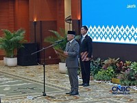 Menteri Keuangan, Suahasil Nazara melantikan Pejabat di Lingkungan Kementerian Keuangan, Jakarta, Senin (21/9/2026). (CNBC Indonesia/Robertus Andrianto Serin)