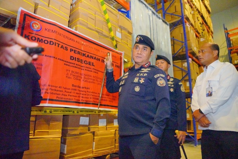 Kementerian Kelautan dan Perikanan (KKP) mengamankan sebanyak 1.048 ton udang impor yang diduga tidak sesuai peruntukan dan tersebar di sejumlah wilayah Jawa Timur. (Dok. Humas KKP)