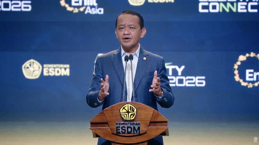 Menteri ESDM Bahlil Lahadalia saat menyampaikan sambutan dalam Pembukaan Electricity Connect 2026 di Jakarta, Selasa (22/9/2026). (Tangkapan Layar Youtube/KementerianESDM)