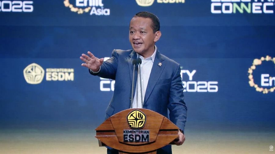 Menteri ESDM Bahlil Lahadalia saat menyampaikan sambutan dalam Pembukaan Electricity Connect 2026 di Jakarta, Selasa (22/9/2026). (Tangkapan Layar Youtube/KementerianESDM)