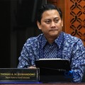 Deputi Gubernur Bank Indonesia, Thomas Djiwandono dalam Konferensi Pers Hasil Rapat Dewan Gubernur (RDG) Bulan September 2026, Gedung Bank Indonesia, Jakarta, Rabu (23/9/2026). (CNBC Indonesia/Muhammad Sabki)