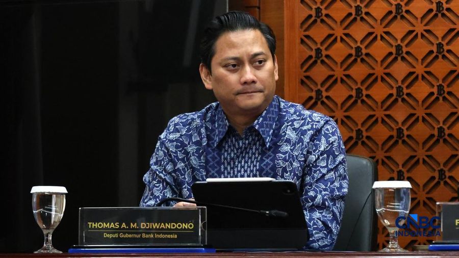 Deputi Gubernur Bank Indonesia, Thomas Djiwandono dalam Konferensi Pers Hasil Rapat Dewan Gubernur (RDG) Bulan September 2026, Gedung Bank Indonesia, Jakarta, Rabu (23/9/2026). (CNBC Indonesia/Muhammad Sabki)