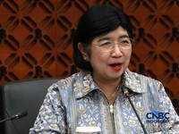 Gubernur Bank Indonesia, Destry Damayanti saat memberi laporan Konferensi Pers Hasil Rapat Dewan Gubernur (RDG) Bulan September 2026 di Ruang Konferensi Pers, Gedung Thamrin Lantai 1, Bank Indonesia, Jakarta Pusat, Rabu (23/9/2026). (CNBC Indonesia/M