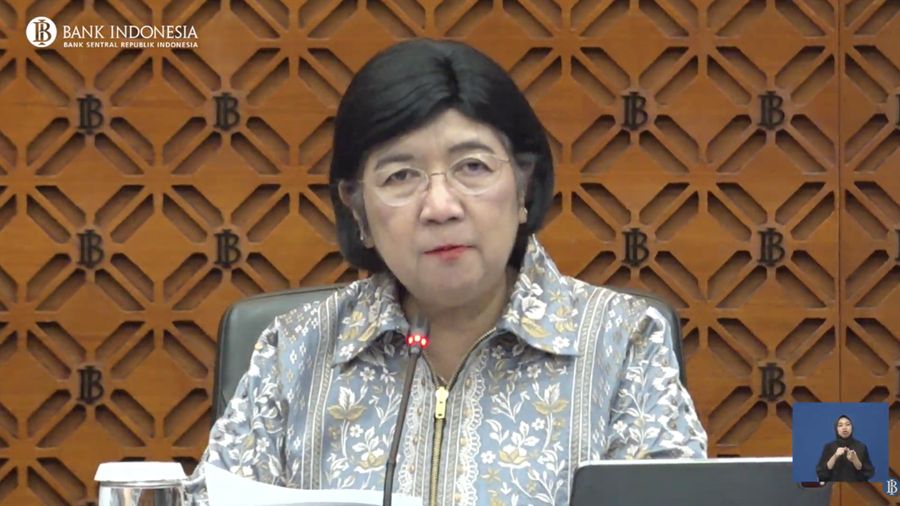 Gubernur Bank Indonesia, Destry Damayanti saat menyampaikan Hasil Rapat Dewan Gubernur Bulan September 2026 di Gedung Bank Indonesia, Jakarta, Rabu (23/9/2026). (Tangkapan Layar Youtube/Bank Indonesia)