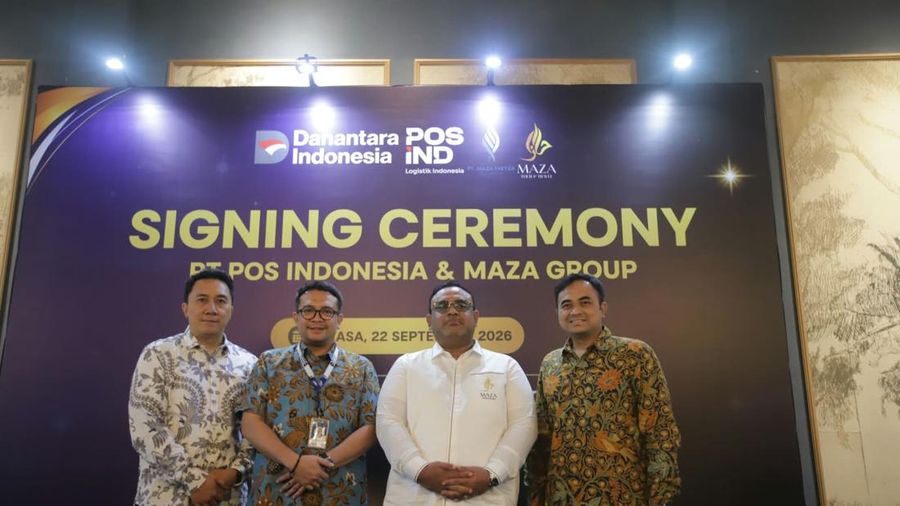 PT Pos Indonesia (Persero) resmi menjalin kemitraan strategis dengan Maza Tour & Travel melalui penandatanganan nota kesepahaman (signing ceremony) terkait penyelenggaraan dan kemudahan akses layanan umrah dan haji plus di Jakarta, Selasa (22/9/2026)