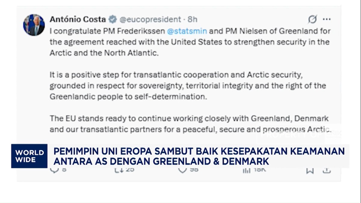 Video: UE Sambut Baik Kesepakatan Keamanan AS dengan Greenland-Denmark