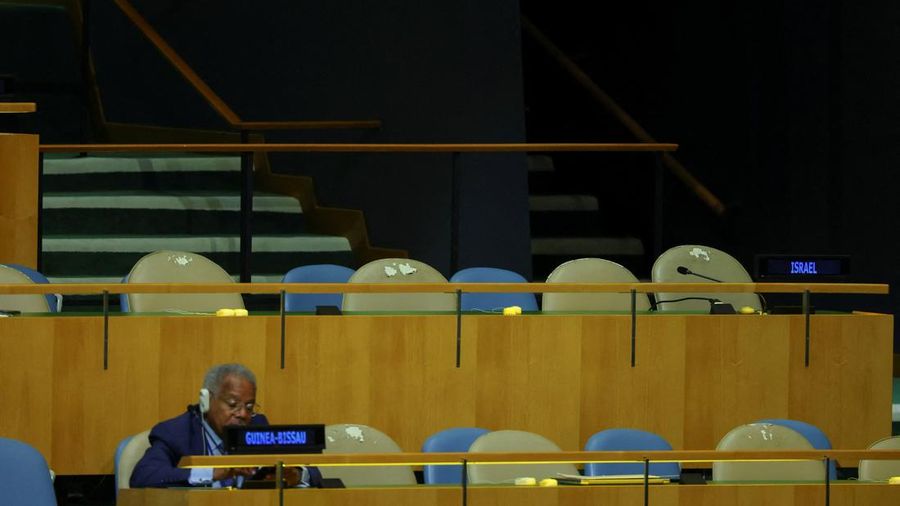 Kursi delegasi Israel saat Presiden Iran Masoud Pezeshkian berpidato di hadapan Sidang Majelis Umum PBB (UNGA) ke-81 di markas besar PBB di New York City, AS, pada 23 September 2026. Kursi delegasi Israel saat Presiden Iran Masoud Pezeshkian berpidato di hadapan Sidang Majelis Umum PBB (UNGA) ke-81 di markas besar PBB di New York City, AS, pada 23 September 2026.