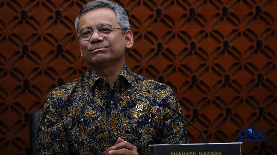 Menteri Keuangan Suahasil Nazara  dalam Konferensi Pers Sinergi Kebijakan Moneter & Fiskal di Ruang Konferensi Pers, Gedung Thamrin Lantai 1, Bank Indonesia, Jakarta Pusat, Kamis (24/9/2026). (CNBC Indonesia/Muhamad Sabki)