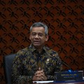 Menteri Keuangan Suahasil Nazara  dalam Konferensi Pers Sinergi Kebijakan Moneter & Fiskal di Ruang Konferensi Pers, Gedung Thamrin Lantai 1, Bank Indonesia, Jakarta Pusat, Kamis (24/9/2026). (CNBC Indonesia/Muhamad Sabki)