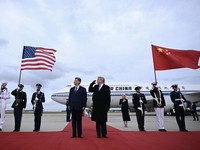 Potret Mewah Trump Sambut Xi Jinping di AS, Karpet Merah sampai Bomber