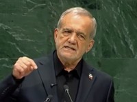 Presiden Iran Masoud Pezeshkian berbicara dalam Sidang Majelis Umum PBB ke-81 di Markas Besar PBB di New York, Rabu (23/9/2026). (Tangkapan Layar Video/REUTERS)