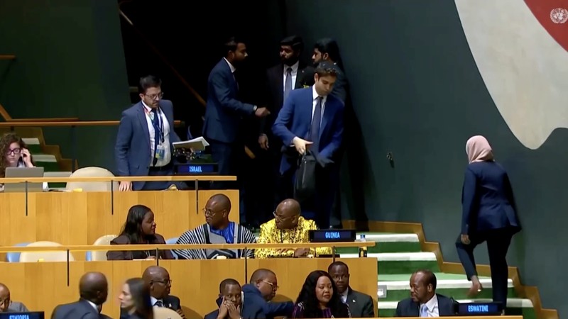 Sejumlah delegasi melakukan aksi walkout atau meninggalkan ruangan saat para pemimpin Turki, Amerika Serikat, dan Iran menyampaikan pidato dalam Sidang Umum Perserikatan Bangsa-Bangsa (PBB) pada 22 dan 23 September.